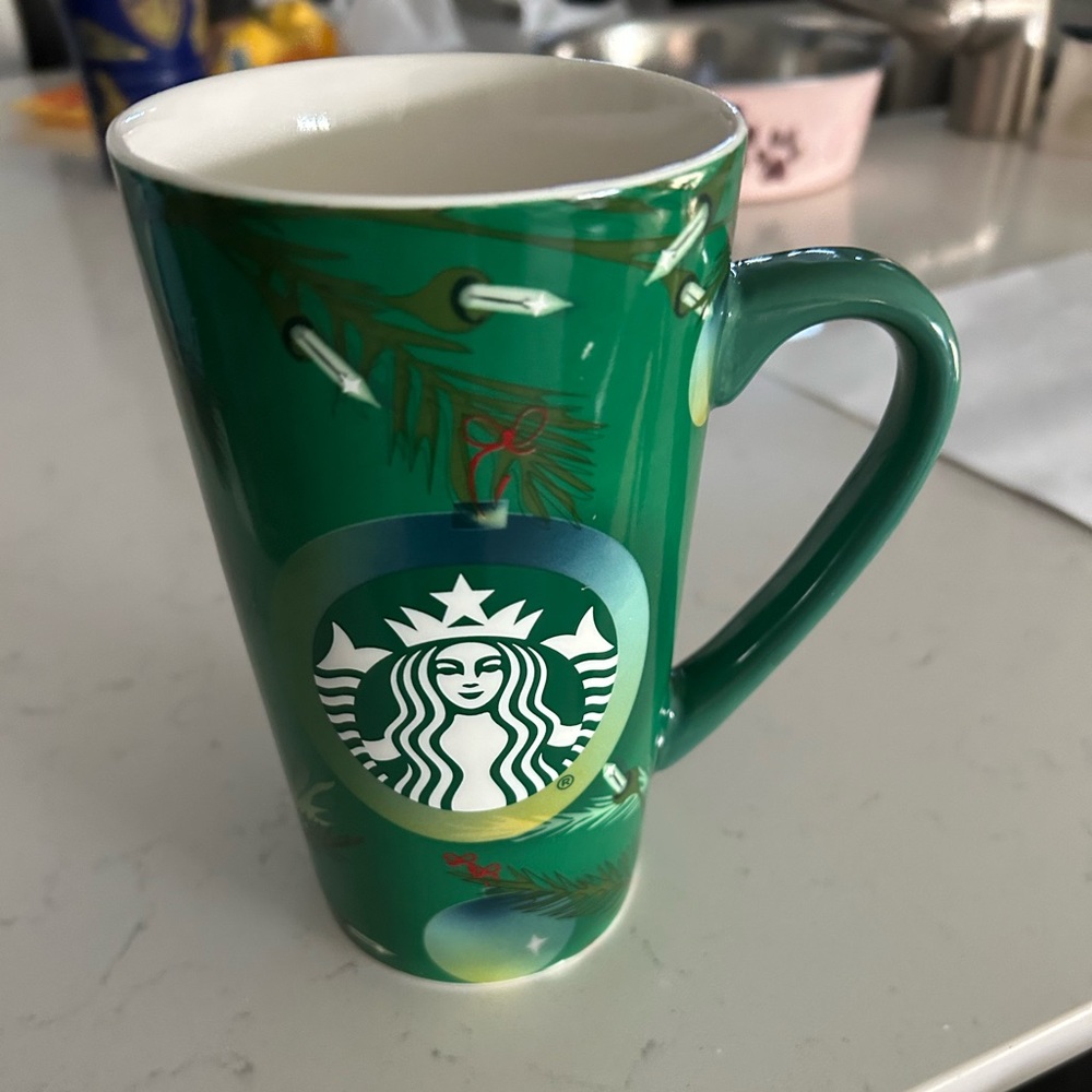 Starbucks Green Festive Mug with Holiday Motifs